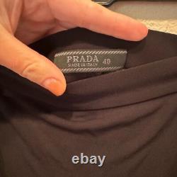 $1,470 Prada Georgette semi sheer black midi knee length skirt tailored pencil