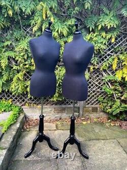 2 x Size 10 Female Deluxe Tailors Dummies/Mannequins Ebony Wood