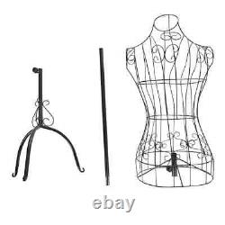 Adjustable Female Mannequin Stand with Metal Base Designer Tailor Display BlACK