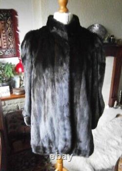 Amazing vtg BLACKGLAMA FEMALE mink fur jacket HUGE sleeves, ROUNDED edges, MINT