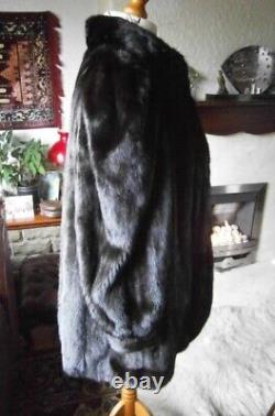 Amazing vtg BLACKGLAMA FEMALE mink fur jacket HUGE sleeves, ROUNDED edges, MINT