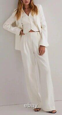 Anthropologie Favorite Daughter Ivory Tailored Preppy Wide Leg Pants Sz 10P NWT