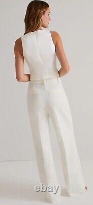 Anthropologie Favorite Daughter Ivory Tailored Preppy Wide Leg Pants Sz 10P NWT