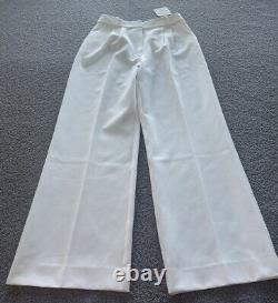 Anthropologie Favorite Daughter Ivory Tailored Preppy Wide Leg Pants Sz 10P NWT