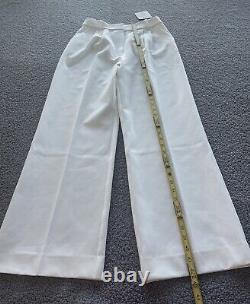 Anthropologie Favorite Daughter Ivory Tailored Preppy Wide Leg Pants Sz 10P NWT