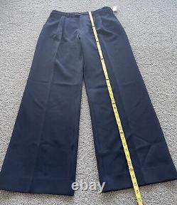 Anthropologie Favorite Daughter Navy Blue Tailored Preppy Wide Leg Pants 14 NWT