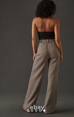 Anthropologie Favorite Daughter Tailored Preppy Brown Motif Wide Leg Pants Sz 10