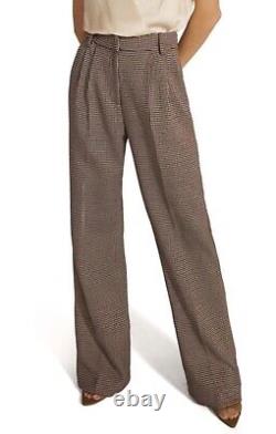 Anthropologie Favorite Daughter Tailored Preppy Brown Motif Wide Leg Pants Sz 10