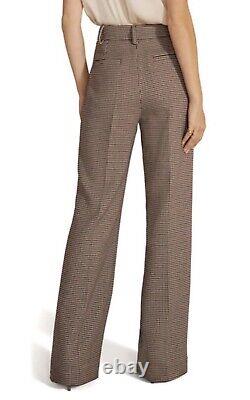 Anthropologie Favorite Daughter Tailored Preppy Brown Motif Wide Leg Pants Sz 10