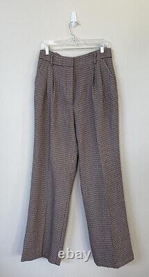 Anthropologie Favorite Daughter Tailored Preppy Brown Motif Wide Leg Pants Sz 10