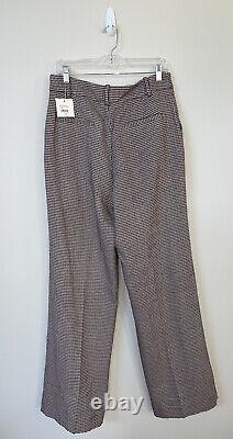 Anthropologie Favorite Daughter Tailored Preppy Brown Motif Wide Leg Pants Sz 10