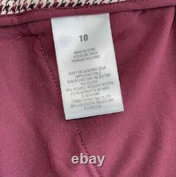 Anthropologie Favorite Daughter Tailored Preppy Brown Motif Wide Leg Pants Sz 10