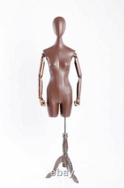 B-17T-G Female Tailor's Dummy Wood Arms Hands Adjustable Faux Leather Cover New