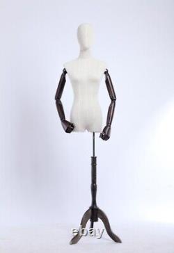 B3T-G Female Fabric Covered Torso Tailor's Dummy Wood Poor Hand Adjustable