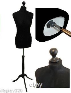 BLACK Size 8 Female Dressmaking Mannequin Window Dummy Tailors Bust Dressmaker