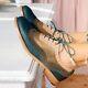 Bespoke Women's Black And Brown Leather Oxford Wingtip Lace Up Dress Shoes
