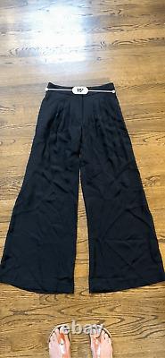 Carolina Herrera Women's Black Pleated High Rise Wide Leg Silk Dress Pants Sz 4