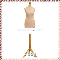 Cream Female Tailors Mannequin Display Dummy For Dressmakers Size UK 18/20