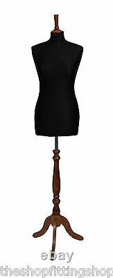 DELUXE FEMALE SIZE 14 Dressmakers Dummy Mannequin Tailor BLACK Bust ROSE Stand