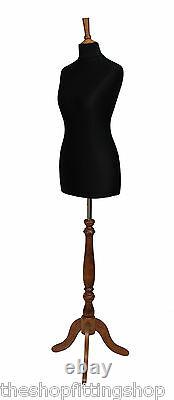 DELUXE FEMALE SIZE 14 Dressmakers Dummy Mannequin Tailor BLACK Bust ROSE Stand