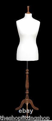 DELUXE FEMALE SIZE 14 Dressmakers Dummy Mannequin Tailor CREAM Bust ROSE Stand