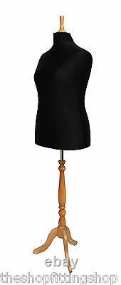 DELUXE FEMALE SIZE 18 Dressmakers Dummy Mannequin Tailor Bust BLACK BEECH Stand