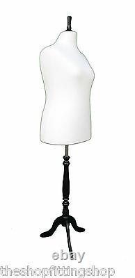 DELUXE FEMALE SIZE 18 Dressmakers Dummy Mannequin Tailor CREAM Bust BLACK Stand