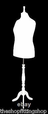 DELUXE FEMALE SIZE 18 Dressmakers Dummy Mannequin Tailor WHITE Bust WHITE Stand