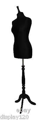 DELUXE Size 10 Female Dressmakers Dummy Mannequin Tailor BLACK Bust BLACK Stand