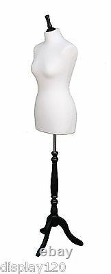 DELUXE Size 10 Female Dressmakers Dummy Mannequin Tailor CREAM Bust BLACK Stand