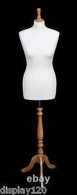 DELUXE Size 10 Female Dressmakers Dummy Mannequin Tailor CREAM Bust Beech Stand