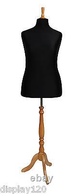 DELUXE Size 18 Female Dressmakers Dummy Mannequin Tailor BLACK Bust Beech Stand