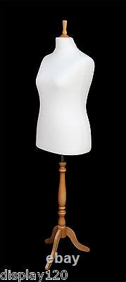 DELUXE Size 18 Female Dressmakers Dummy Mannequin Tailor CREAM Bust BEECH Stand