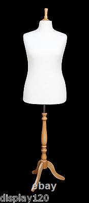 DELUXE Size 18 Female Dressmakers Dummy Mannequin Tailor CREAM Bust BEECH Stand