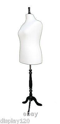 DELUXE Size 18 Female Dressmakers Dummy Mannequin Tailor WHITE Bust BLACK Stand