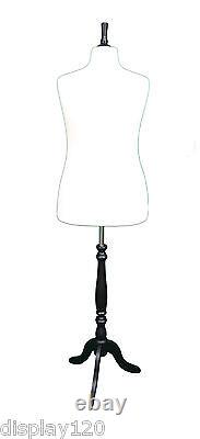 DELUXE Size 18 Female Dressmakers Dummy Mannequin Tailor WHITE Bust BLACK Stand