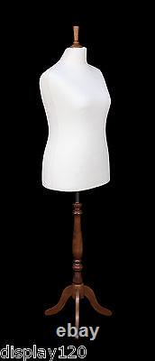 DELUXE Size 18 Female Dressmakers Dummy Mannequin Tailor WHITE Bust ROSE Stand