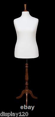 DELUXE Size 18 Female Dressmakers Dummy Mannequin Tailor WHITE Bust ROSE Stand