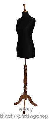 DELUXE Size 8 Female Dressmakers Dummy Mannequin Tailors Black Bust ROSE Stand