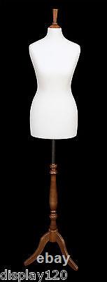 DELUXE Size 8 Female Dressmakers Dummy Mannequin Tailors WHITE Bust ROSE Stand