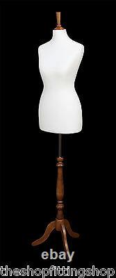 DELUXE Size 8 Female Dressmakers Dummy Mannequin Tailors White Bust ROSE Stand