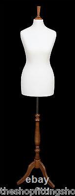 DELUXE Size 8 Female Dressmakers Dummy Mannequin Tailors White Bust ROSE Stand