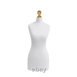 Dressmakers Female Tailors Dummy White 20/22 Light wood Tripod Stand