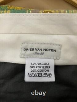 Dries Van Noten Green Gold Brocade Trousers High-waisted Cropped Size US 6 EU 38