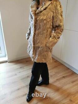 Female Beige Real Goat Fur Coat S size