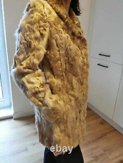 Female Beige Real Goat Fur Coat S size