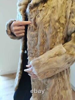 Female Beige Real Goat Fur Coat S size