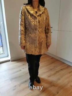 Female Beige Real Goat Fur Coat S size