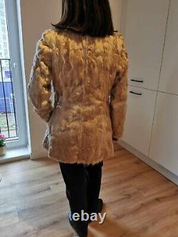 Female Beige Real Goat Fur Coat S size