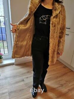 Female Beige Real Goat Fur Coat S size